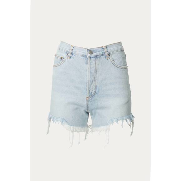 NEW BY TOGETHER distressed frayed high-rise denim shorts in light blue - Picture 1 of 1